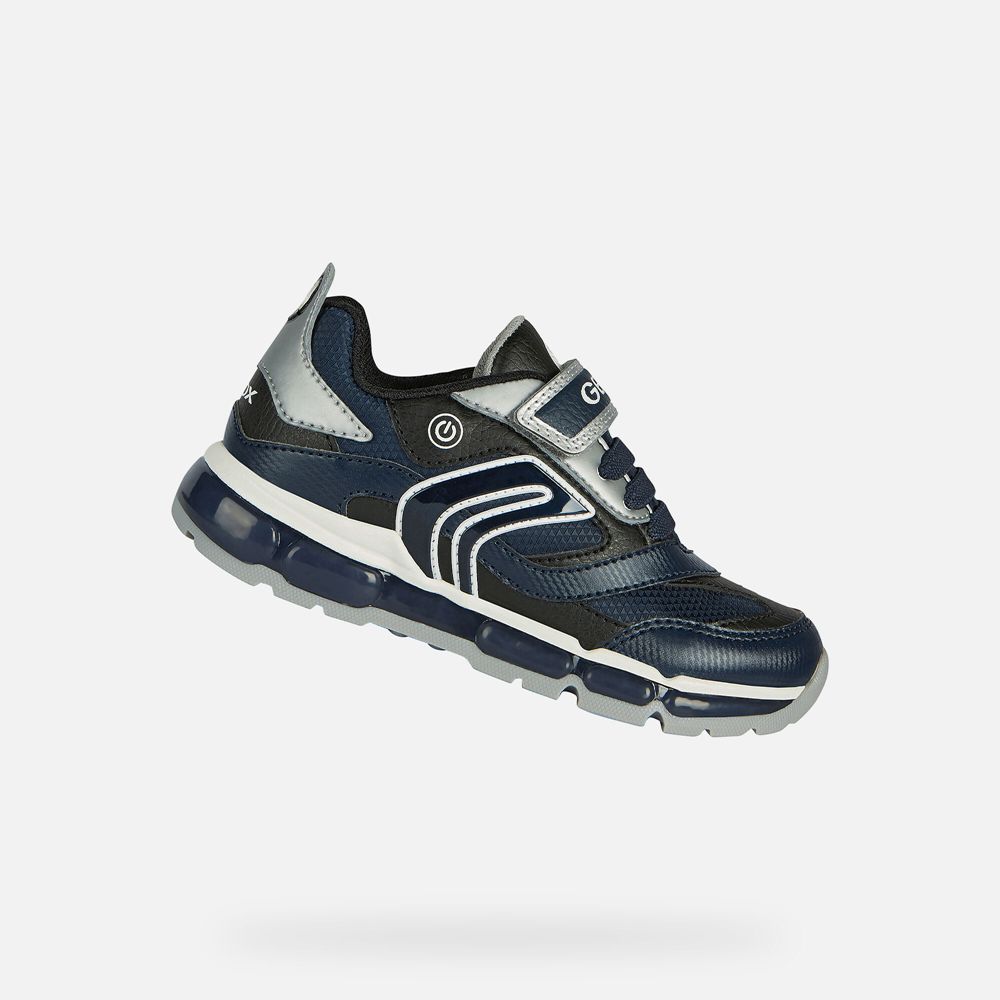 Tenis Geox Menino Azul Marinho/Prateadas - Android - WYXPB7680